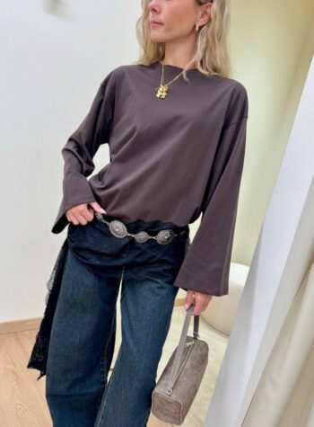 Shop Online Maglia asimmetrica inserto pizzo nodo moro Vicolo