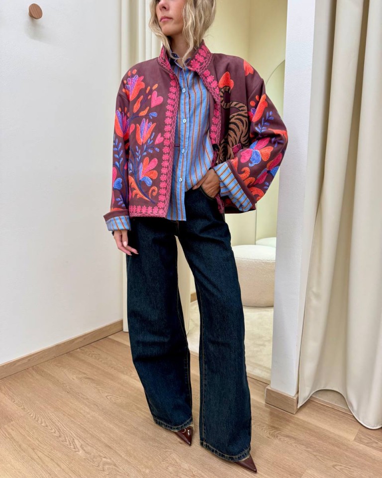 Bomber Nomad tigre effetto ricamo prugna HaveOne Shop Online Bomber Nomad tigre effetto ricamo prugna HaveOne
