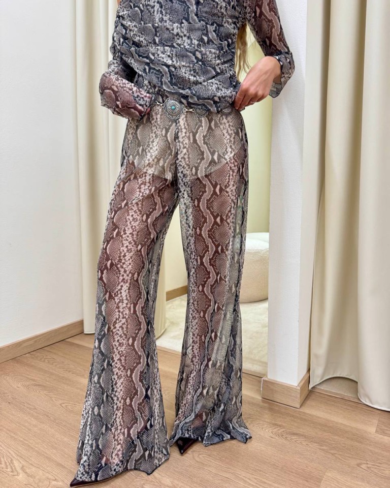 Pantalone a zampa fantasia pitonata HaveOne Shop Online Pantalone a zampa fantasia pitonata HaveOne