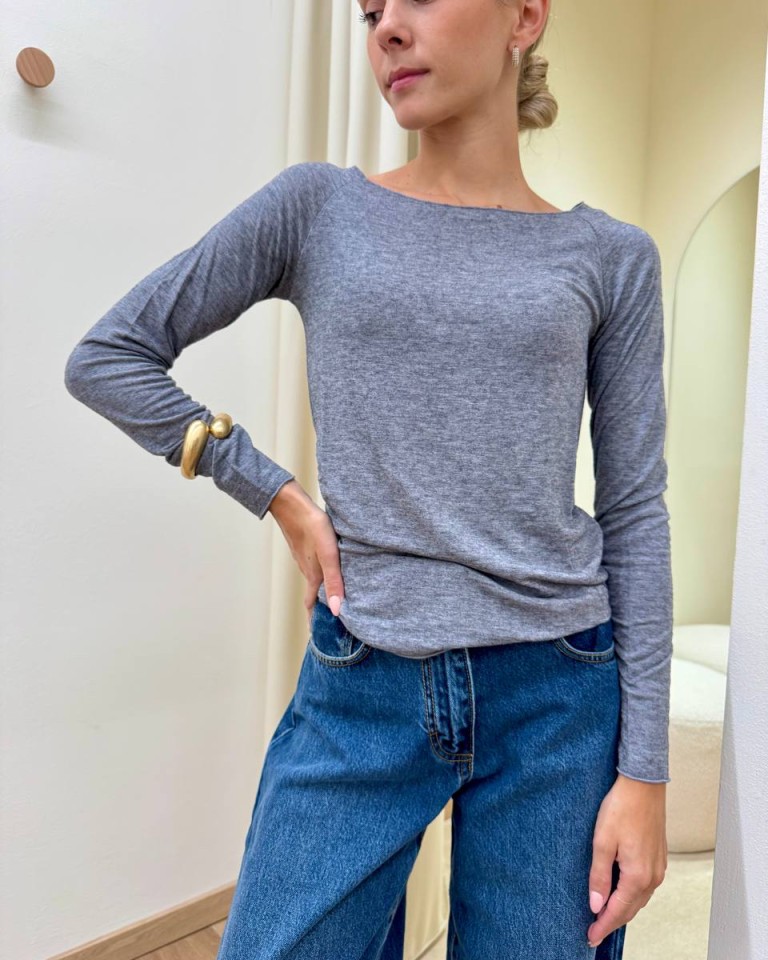 Maglia second skin grigio melange Kontatto Shop Online Maglia second skin grigio melange Kontatto