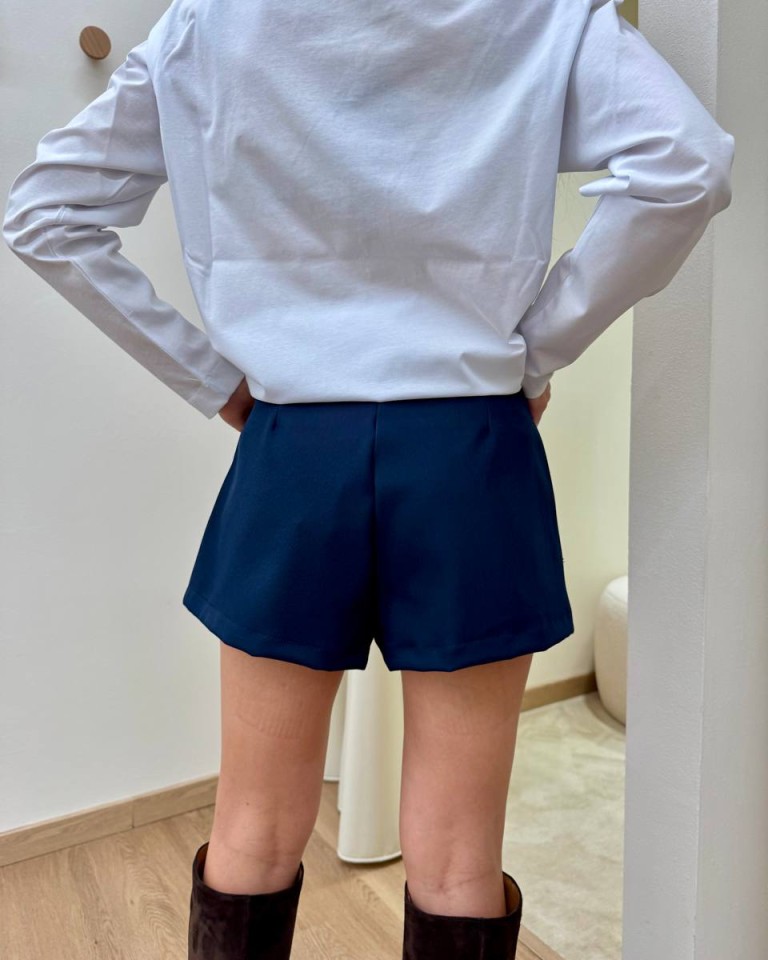 Shorts inserto pizzo asimmetrico blu HaveOne Shop Online Shorts inserto pizzo asimmetrico blu HaveOne