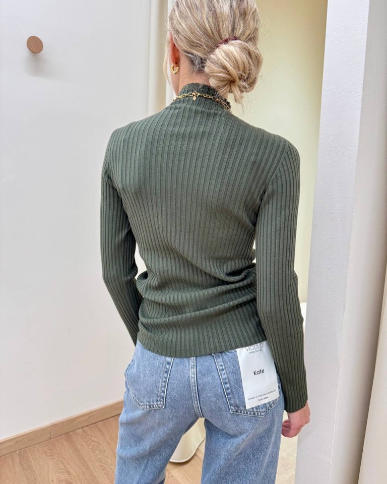 Lupetto a coste dettaglio petto khaki Kontatto Shop Online Lupetto a coste dettaglio petto khaki Kontatto