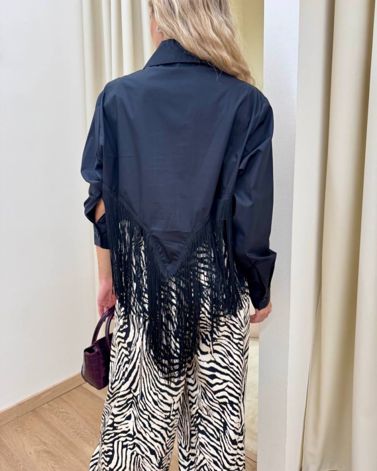 Camicia crop con frange nera HaveOne Shop Online Camicia crop con frange nera HaveOne