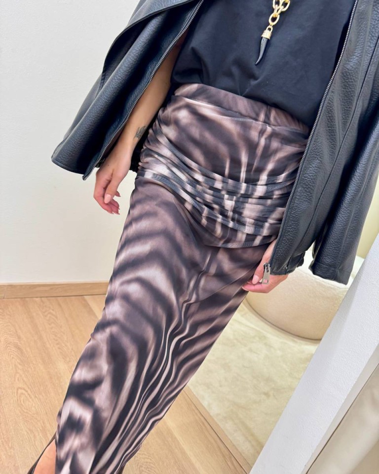 Gonna drappeggiata fantasia zebrata moro HaveOne Shop Online Gonna drappeggiata fantasia zebrata moro HaveOne