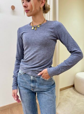 Shop Online Maglia basic aderente girocollo grigio mélange Kontatto