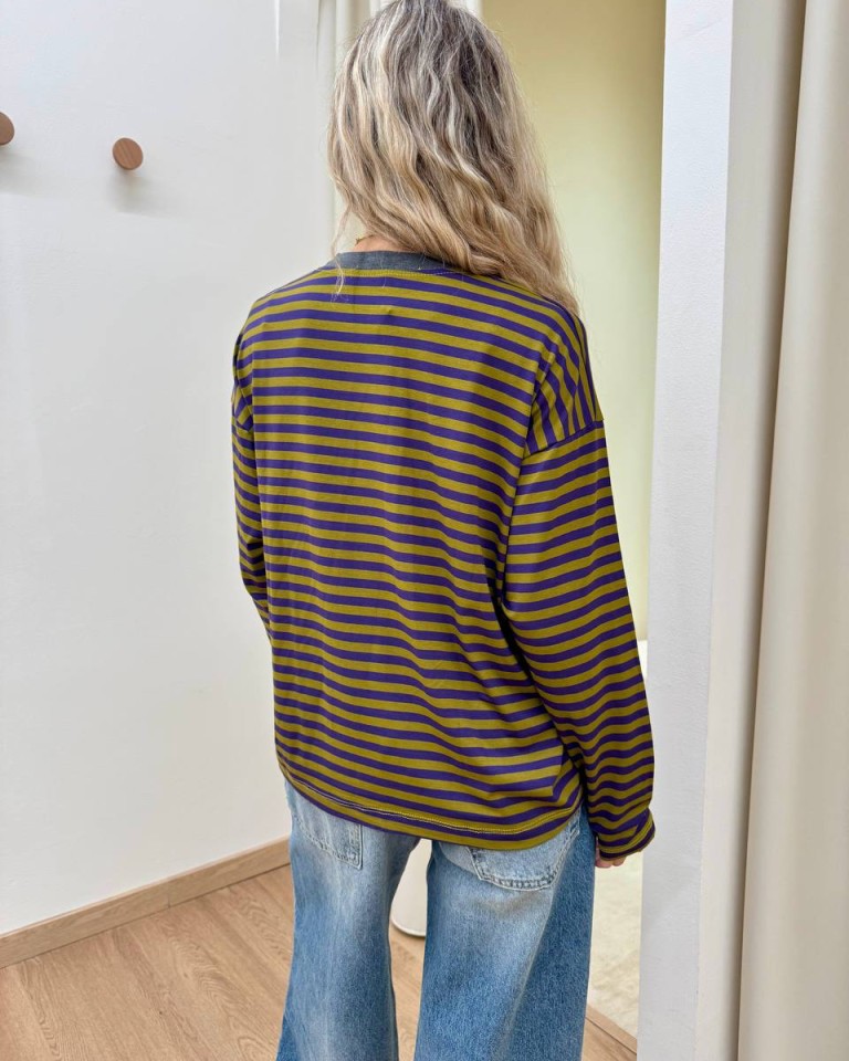 Maglia scatoletta righe viola e olio HaveOne Shop Online Maglia scatoletta righe viola e olio HaveOne