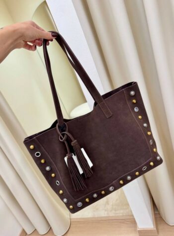 Shop Online Borsa Calida pelle scamosciata e borchie moro Vicolo