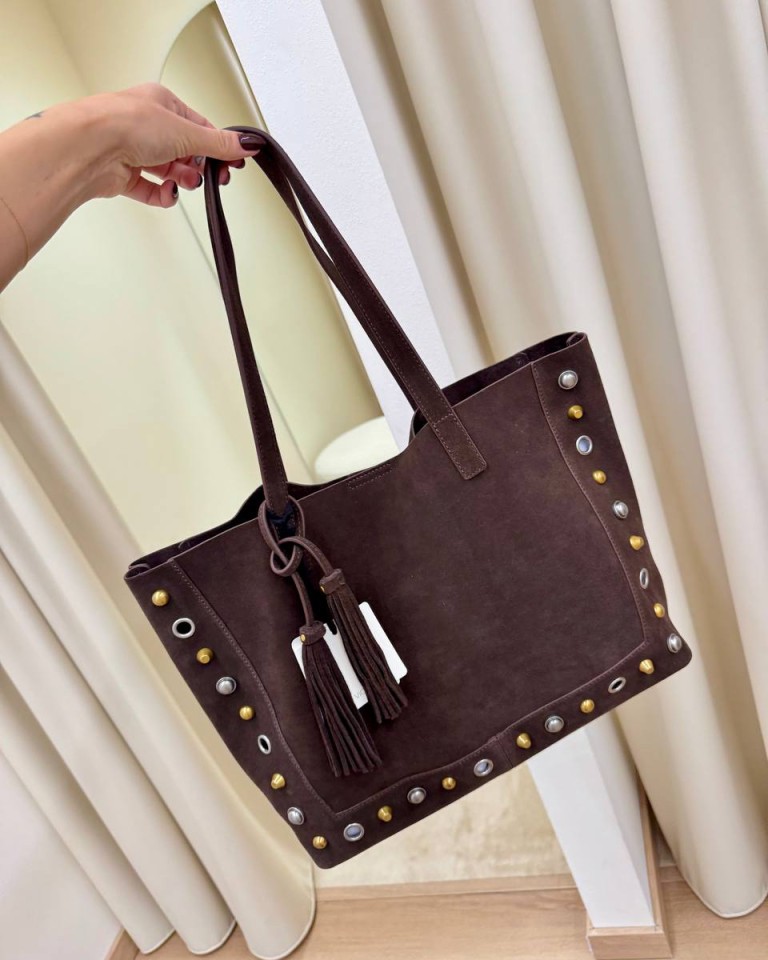 Borsa Calida pelle scamosciata e borchie moro Vicolo Shop Online Borsa Calida pelle scamosciata e borchie moro Vicolo