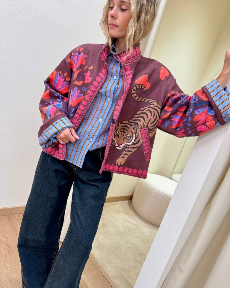 Bomber Nomad tigre effetto ricamo prugna HaveOne Shop Online Bomber Nomad tigre effetto ricamo prugna HaveOne