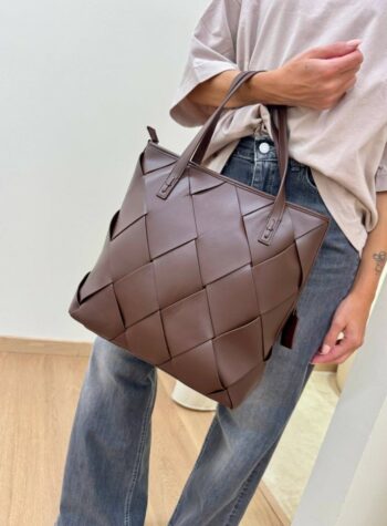 Shop Online Borsa Hoshi maxi intreccio moka Vicolo