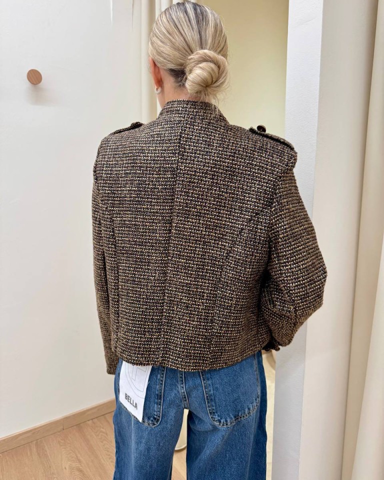 Giacca Napoleon in tweed moro Kontatto Shop Online Giacca Napoleon in tweed moro Kontatto