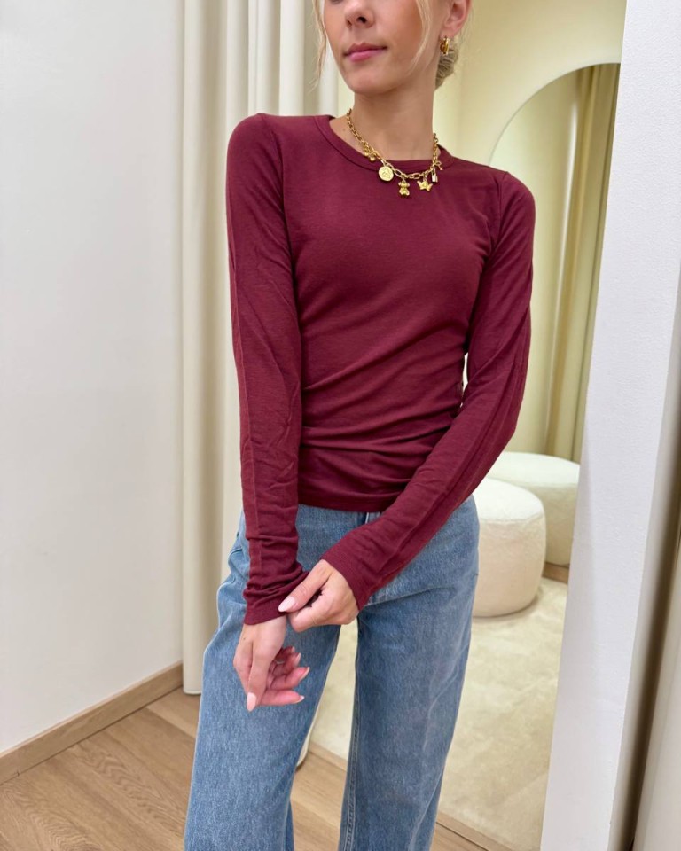 Maglia basic aderente girocollo marsala Kontatto Shop Online Maglia basic aderente girocollo marsala Kontatto