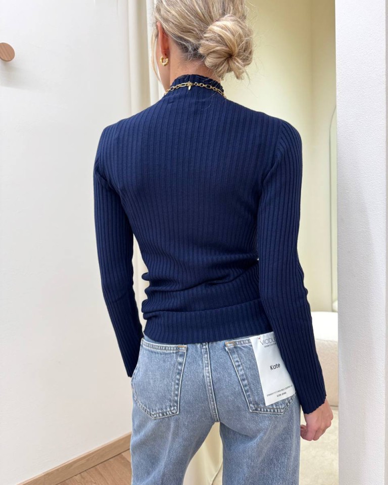 Lupetto a coste dettaglio petto blu navy Kontatto Shop Online Lupetto a coste dettaglio petto blu navy Kontatto