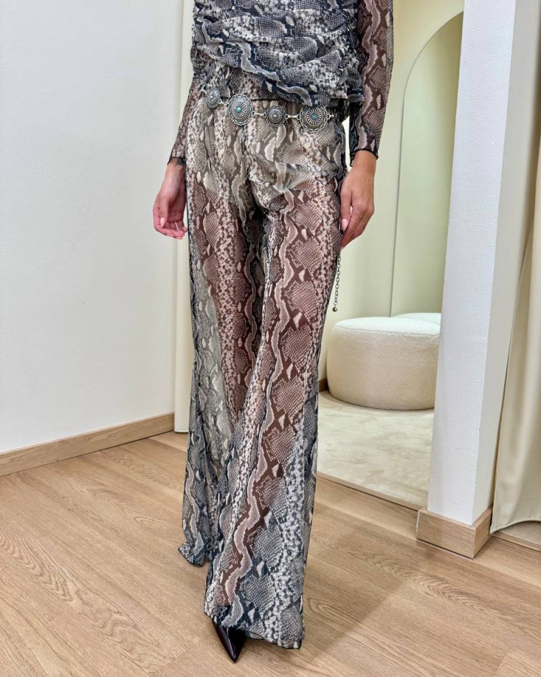 Pantalone a zampa fantasia pitonata HaveOne Shop Online Pantalone a zampa fantasia pitonata HaveOne