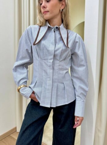 Shop Online Camicia colletto a punta quadretti celeste e moro HaveOne