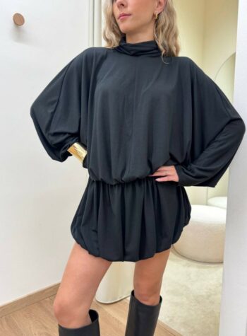 Shop Online Vestito corto palloncino scollo schiena nero HaveOne