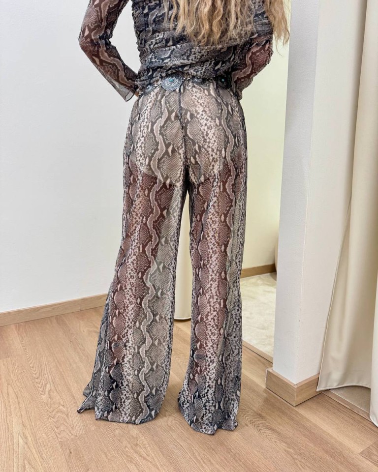 Pantalone a zampa fantasia pitonata HaveOne Shop Online Pantalone a zampa fantasia pitonata HaveOne
