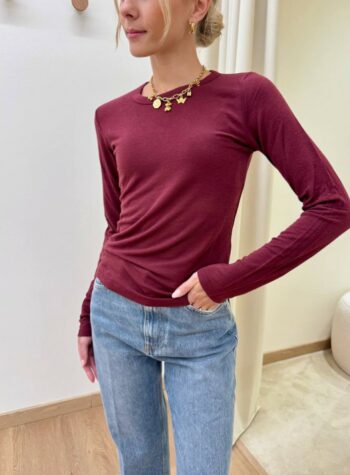 Shop Online Maglia basic aderente girocollo marsala Kontatto