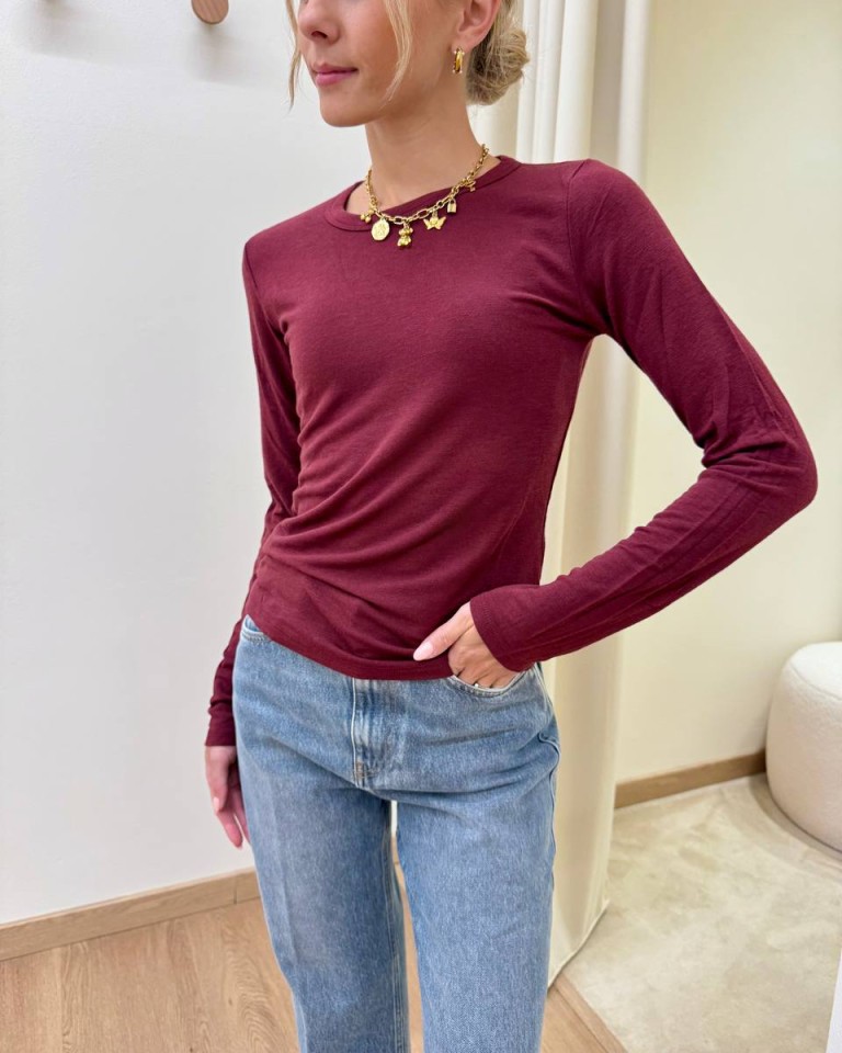 Maglia basic aderente girocollo marsala Kontatto Shop Online Maglia basic aderente girocollo marsala Kontatto