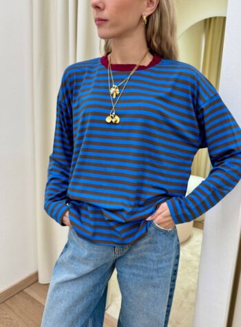 Shop Online Maglia scatoletta righe bluette e moro HaveOne