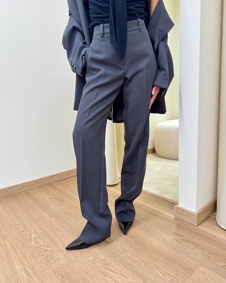 Pantalone sigaretta grigio mélange Kontatto Shop Online Pantalone sigaretta grigio mélange Kontatto