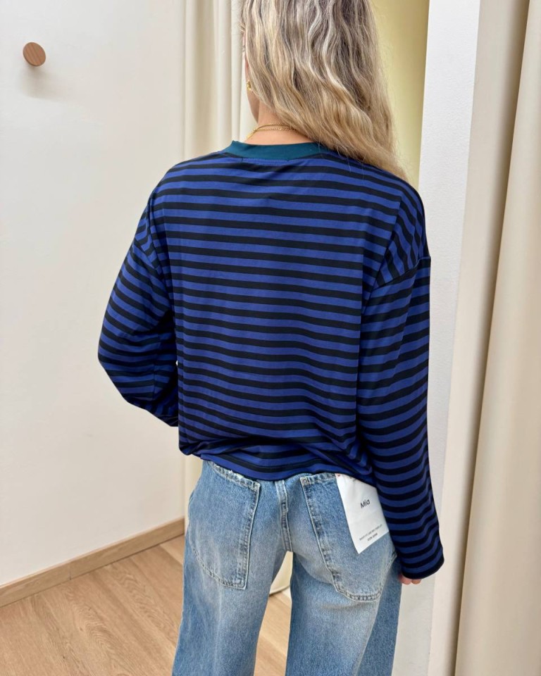 Maglia scatoletta righe blu e nero HaveOne Shop Online Maglia scatoletta righe blu e nero HaveOne