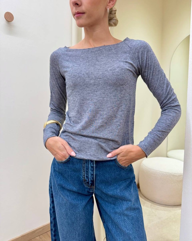 Maglia second skin grigio melange Kontatto Shop Online Maglia second skin grigio melange Kontatto