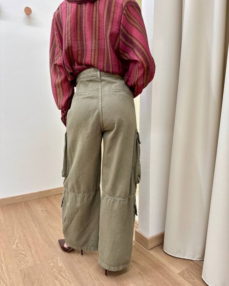 Pantalone cargo ampio verde militare HaveOne Shop Online Pantalone cargo ampio verde militare HaveOne