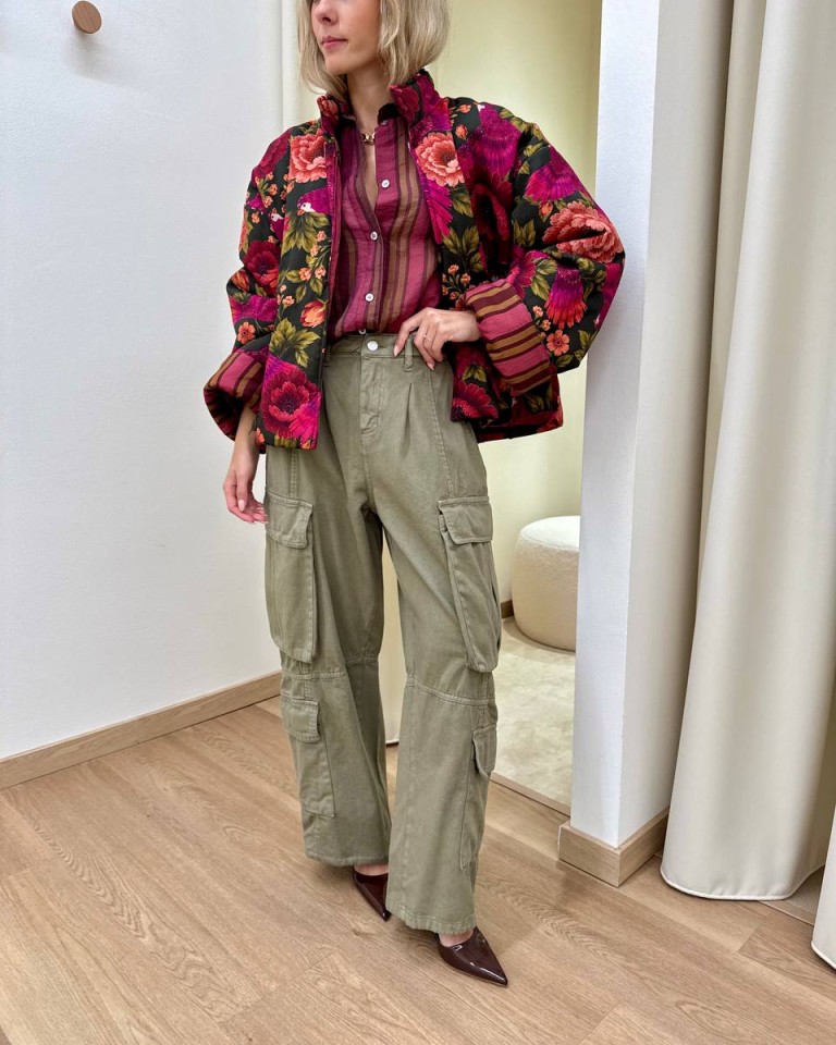 Pantalone cargo ampio verde militare HaveOne Shop Online Pantalone cargo ampio verde militare HaveOne