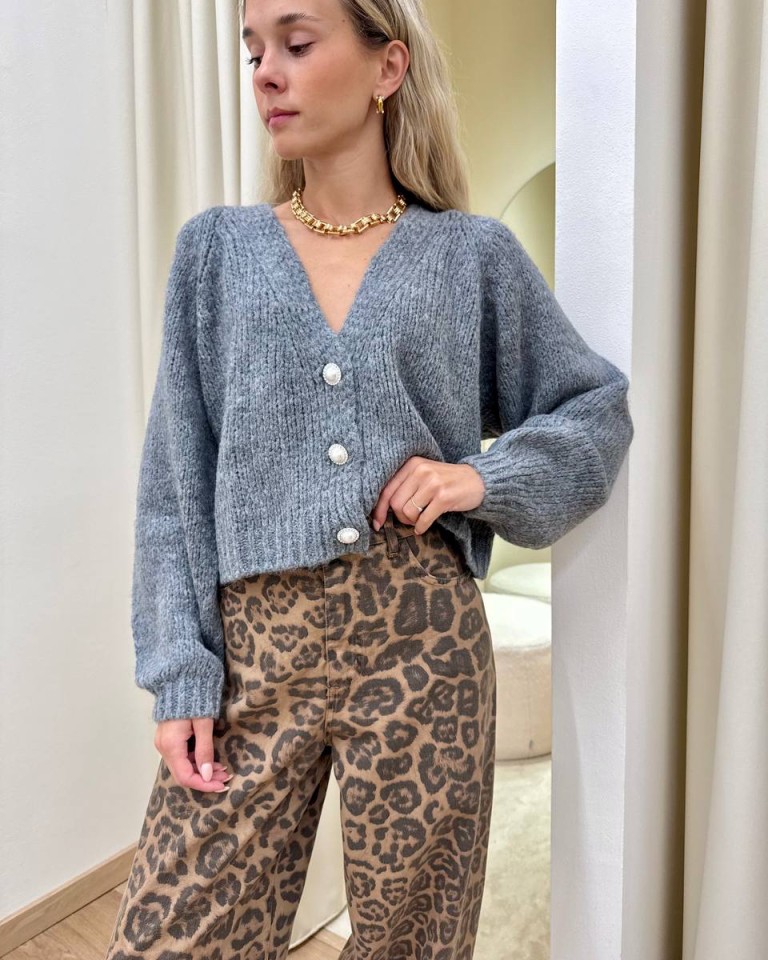 Cardigan con lana bottoni gioiello grigio HaveOne Shop Online Cardigan con lana bottoni gioiello grigio HaveOne