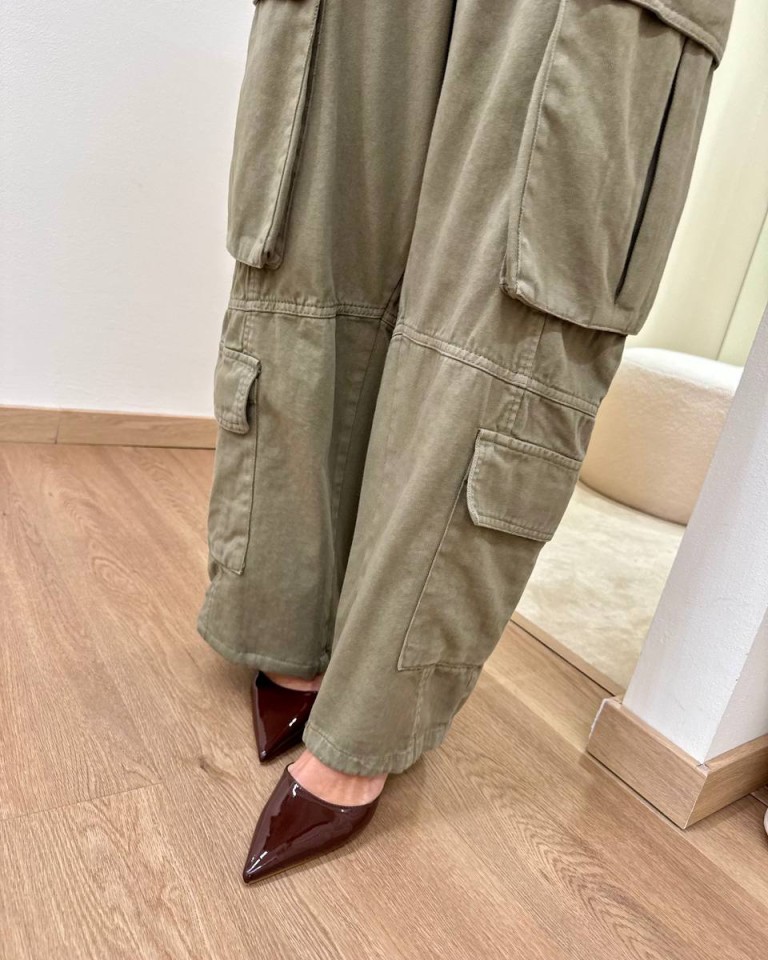 Pantalone cargo ampio verde militare HaveOne Shop Online Pantalone cargo ampio verde militare HaveOne