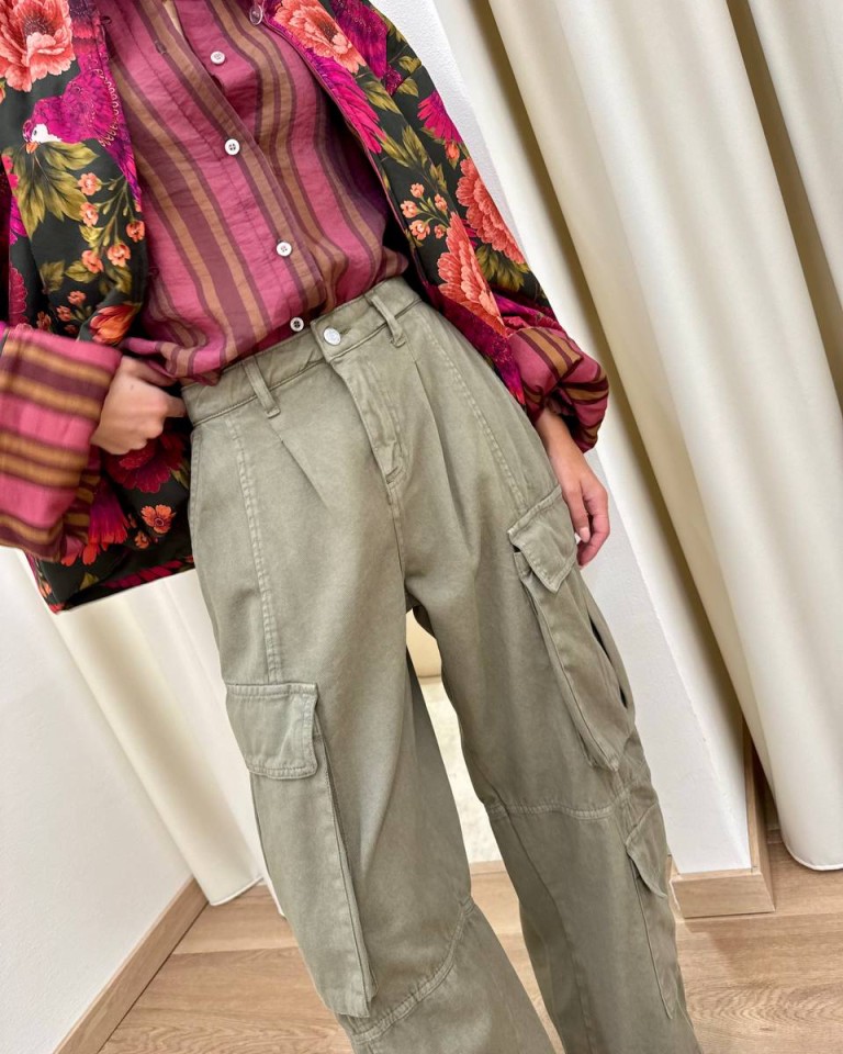 Pantalone cargo ampio verde militare HaveOne Shop Online Pantalone cargo ampio verde militare HaveOne