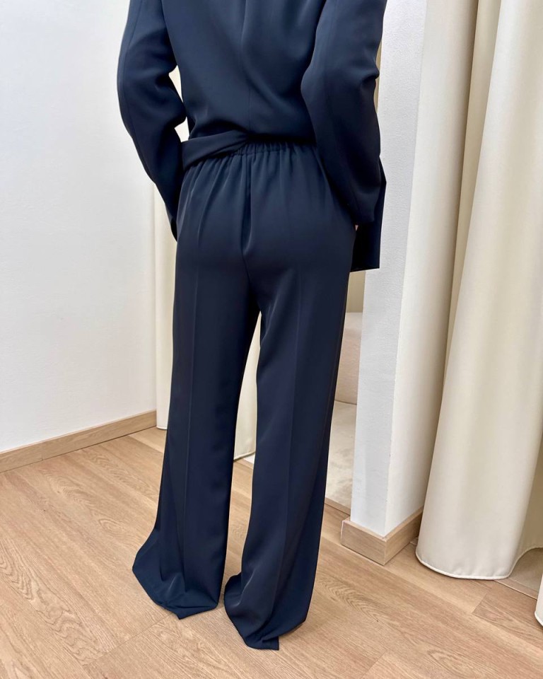 Pantalone palazzo fluido con cintura nero Susy Mix Shop Online Pantalone palazzo fluido con cintura nero Susy Mix