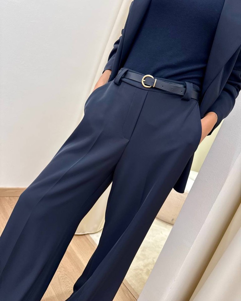 Pantalone palazzo fluido con cintura nero Susy Mix Shop Online Pantalone palazzo fluido con cintura nero Susy Mix