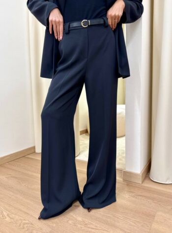 Shop Online Pantalone palazzo fluido con cintura nero Susy Mix