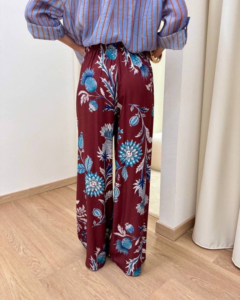 Pantalone Nomad floreale bordeaux e panna HaveOne Shop Online Pantalone Nomad floreale bordeaux e panna HaveOne