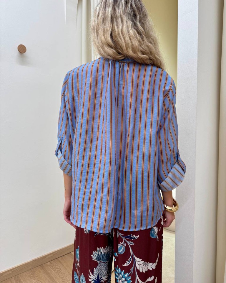 Camicia Nomad con collana righe celeste HaveOne Shop Online Camicia Nomad con collana righe celeste HaveOne