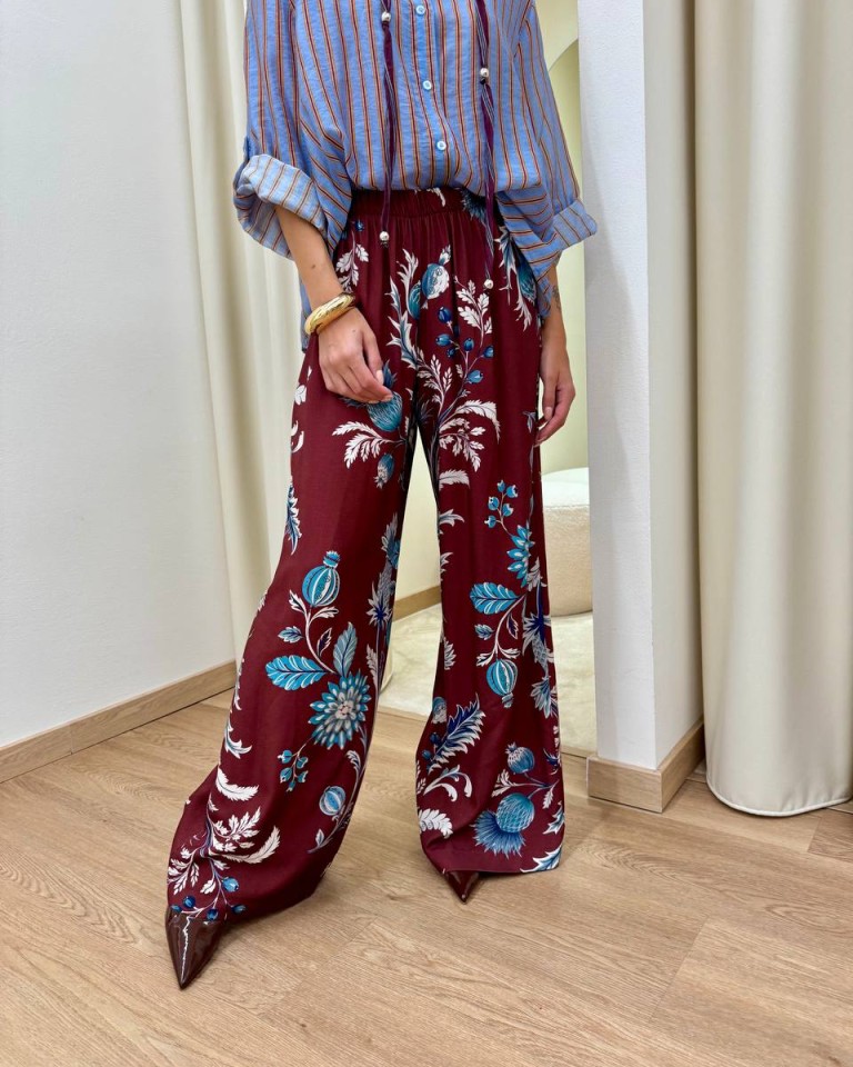 Pantalone Nomad floreale bordeaux e panna HaveOne Shop Online Pantalone Nomad floreale bordeaux e panna HaveOne