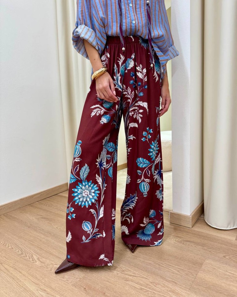 Pantalone Nomad floreale bordeaux e panna HaveOne Shop Online Pantalone Nomad floreale bordeaux e panna HaveOne