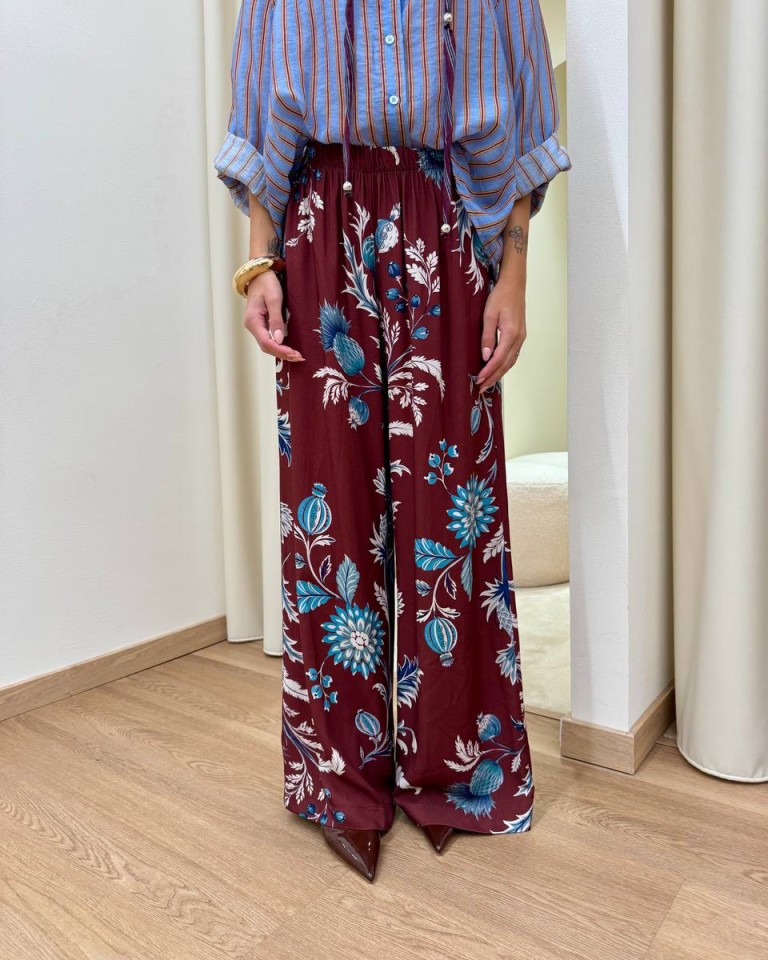 Pantalone Nomad floreale bordeaux e panna HaveOne Shop Online Pantalone Nomad floreale bordeaux e panna HaveOne