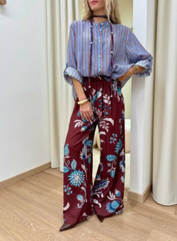 Shop Online Pantalone Nomad floreale bordeaux e panna HaveOne