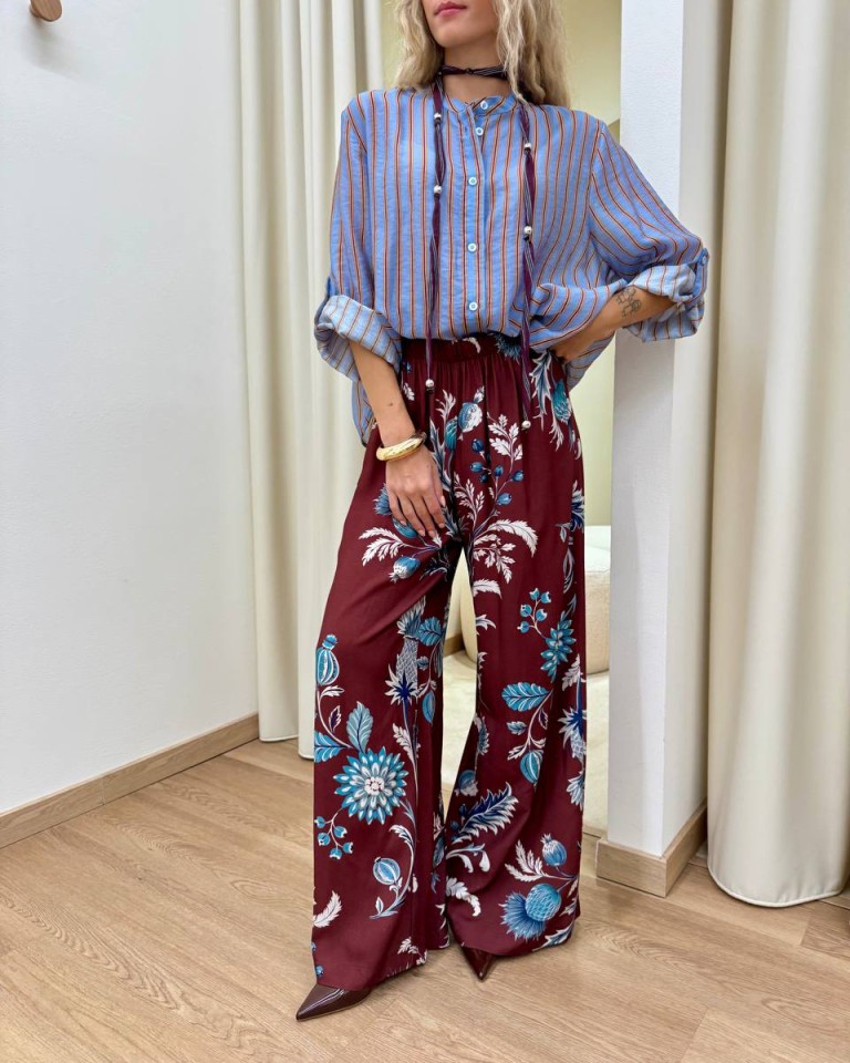 Camicia Nomad con collana righe celeste HaveOne Shop Online Camicia Nomad con collana righe celeste HaveOne
