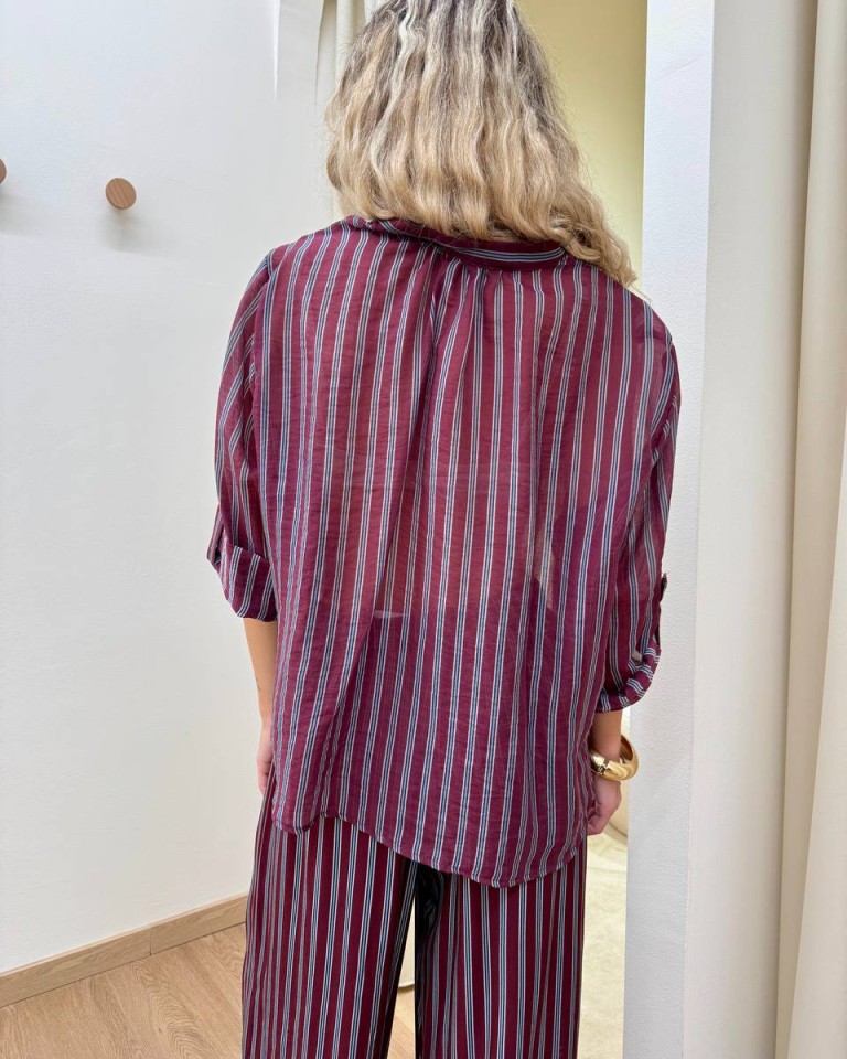 Camicia Nomad con collana righe bordeaux HaveOne Shop Online Camicia Nomad con collana righe bordeaux HaveOne