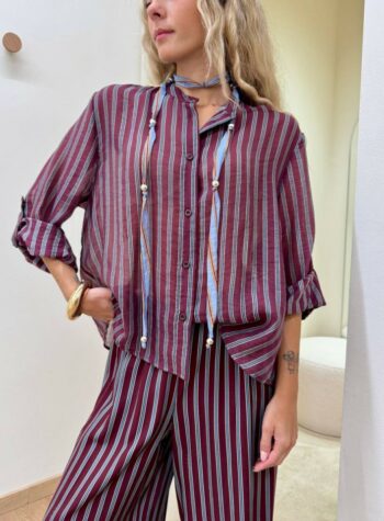Shop Online Camicia Nomad con collana righe bordeaux HaveOne