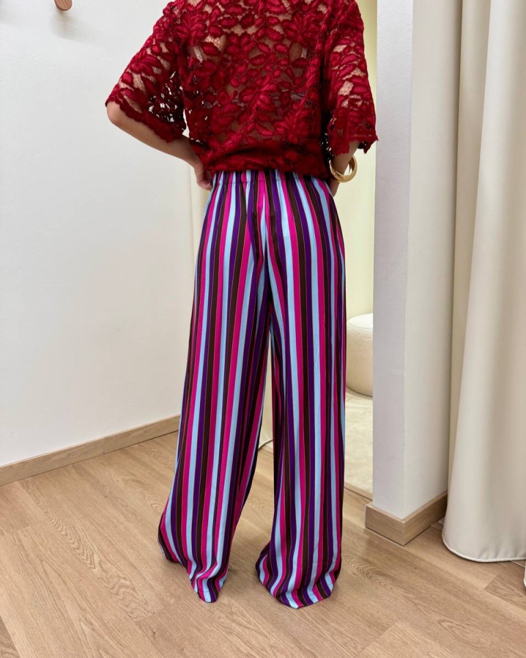 Pantalone Nomad righe viola fucsia e celeste HaveOne Shop Online Pantalone Nomad righe viola fucsia e celeste HaveOne