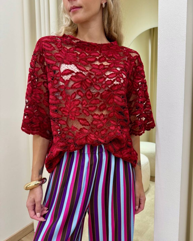 T-shirt Nomad pizzo di velluto rosso HaveOne Shop Online T-shirt Nomad pizzo di velluto rosso HaveOne