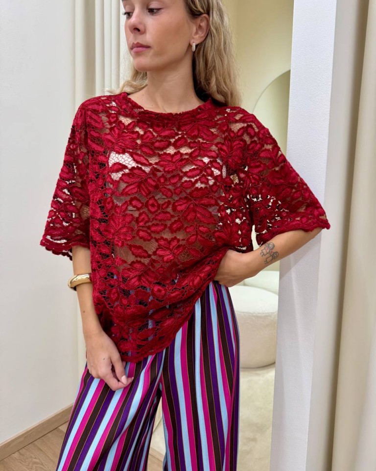 T-shirt Nomad pizzo di velluto rosso HaveOne Shop Online T-shirt Nomad pizzo di velluto rosso HaveOne
