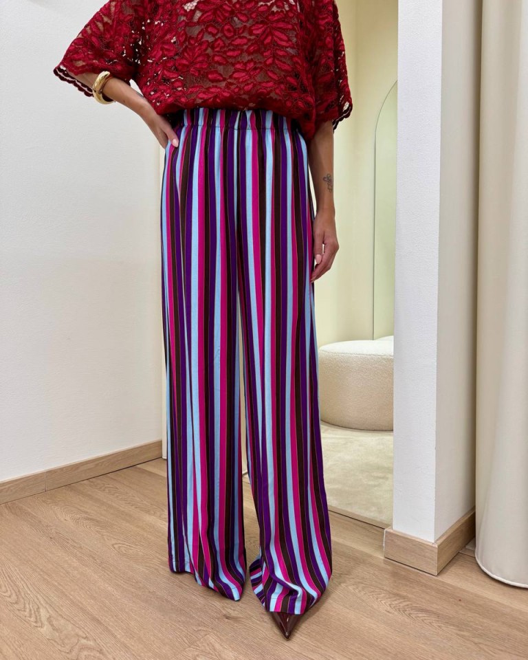 Pantalone Nomad righe viola fucsia e celeste HaveOne Shop Online Pantalone Nomad righe viola fucsia e celeste HaveOne