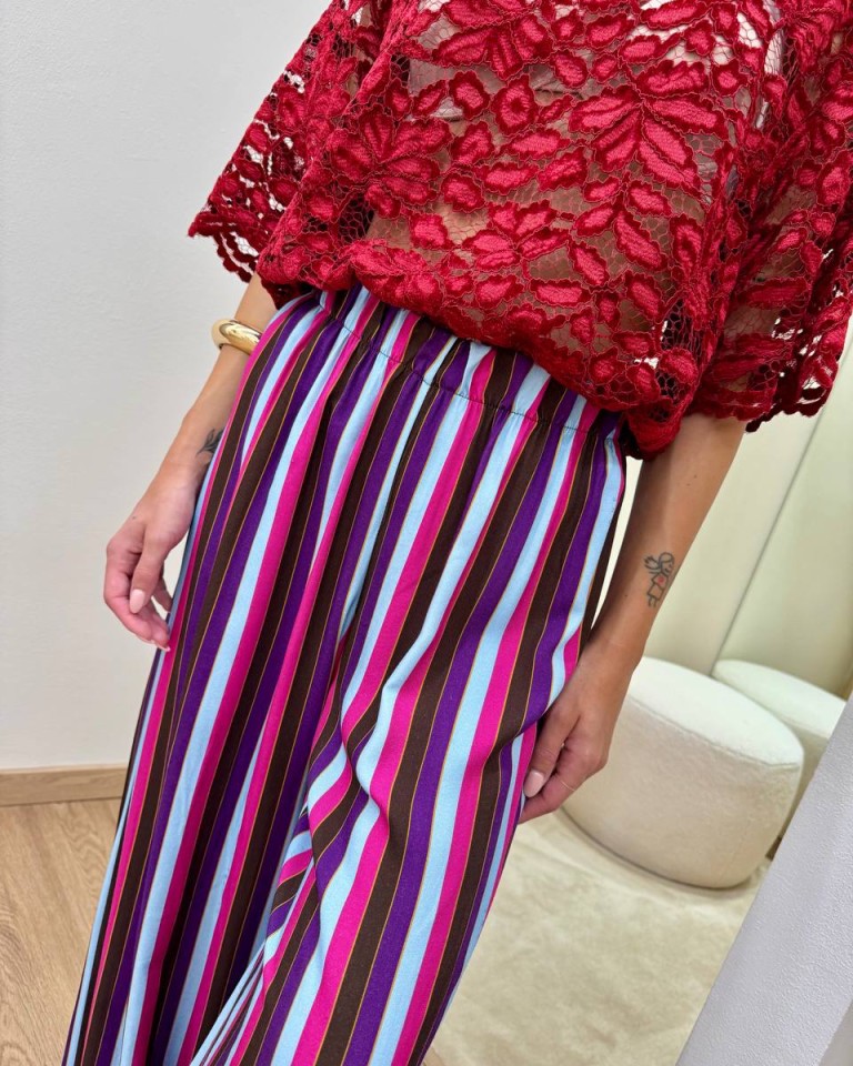 Pantalone Nomad righe viola fucsia e celeste HaveOne Shop Online Pantalone Nomad righe viola fucsia e celeste HaveOne