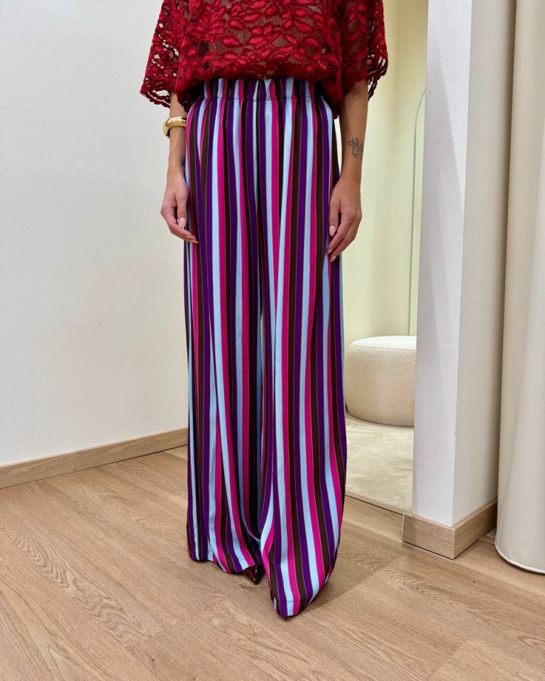 Pantalone Nomad righe viola fucsia e celeste HaveOne Shop Online Pantalone Nomad righe viola fucsia e celeste HaveOne
